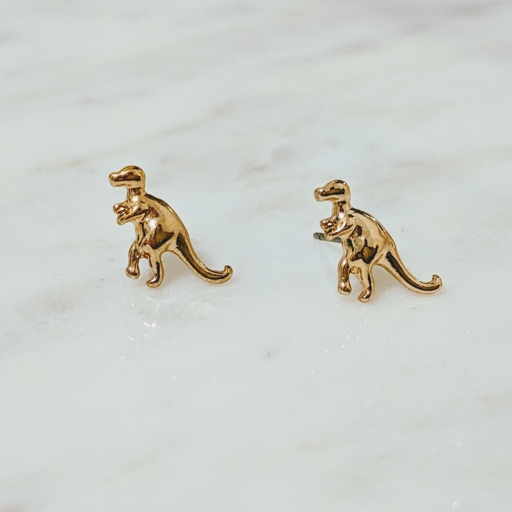 Dinosaur gold stud post earring 3 pairs! 🦕 - Picture 3 of 6